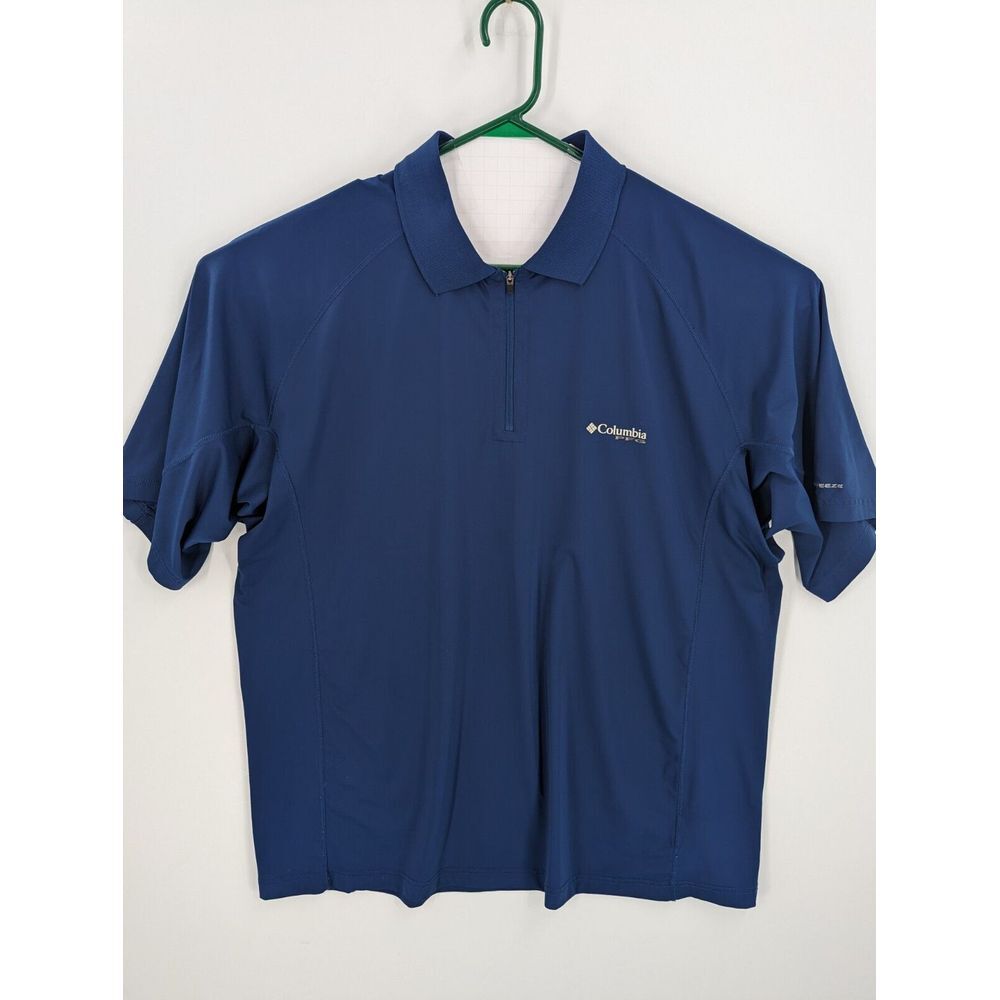 Columbia PFG Omni Freeze Men's Navy Blue 1/4 Zip Short Sleeve Pullover, XXL